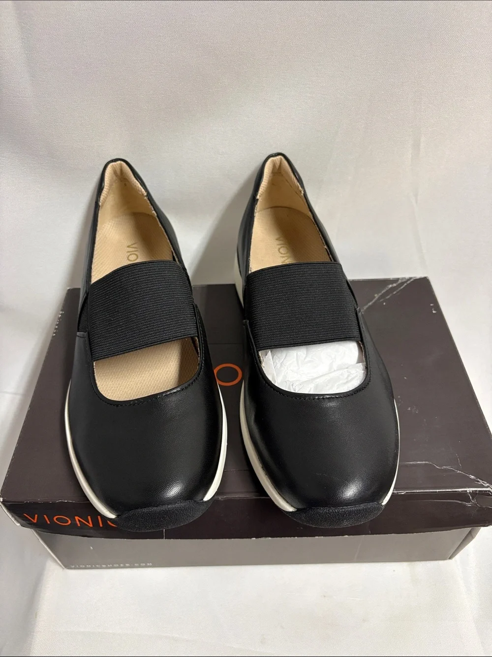 Vionic Cadee Leather Slip-on Mary Jane Shoe Sneaker Black Size 8 Wide NEW